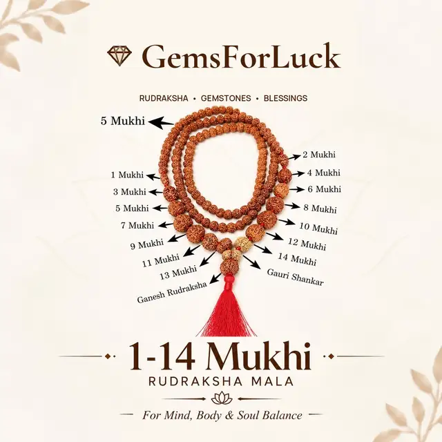 1-14 Mukhi Rudraksha with Gauri Shankar kantha indonesia Indrani Mala