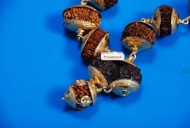 1 to 21 mukhi nepali rudraksha beads kantha in pure Gold – image 3