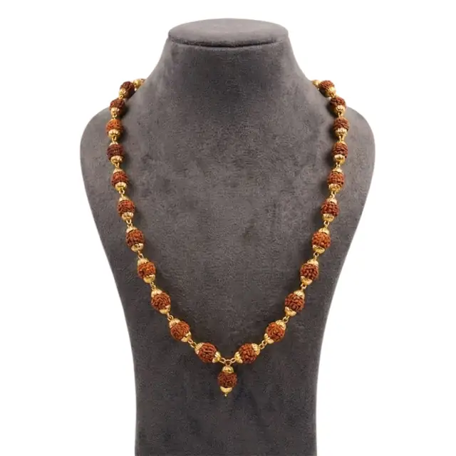 5 Mukhi Rudraksha Mala with Gold-Plated Beads for Men & Women – image 5