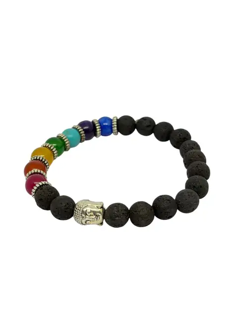 7 Chakra Lava Stone Buddha Bracelet for Men & Women – Natural Healing Stone Beaded Bracelet – image 2
