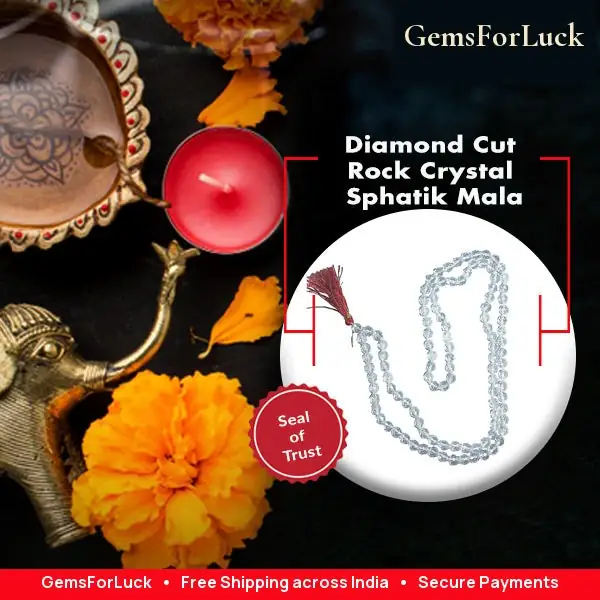 Diamond Cut Rock Crystal Sphatik Mala – image 2