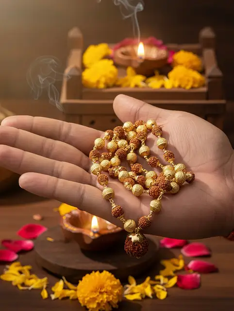 Divye 5 Mukhi Rudraksha Mala with Powerful 7 Mukhi Rudraksha Pendant – image 2