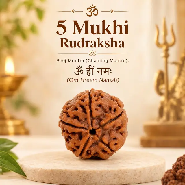 GemsForLuck 5 Mukhi Rudraksha Pendant with Red Sacred Mauli Thread for Puja – image 2
