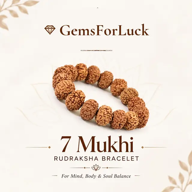 GemsForLuck 7 Mukhi Rudraksha Bracelet Certified Energized 7 Mukhi Rudraksha Bracelet Adjustable Unisex