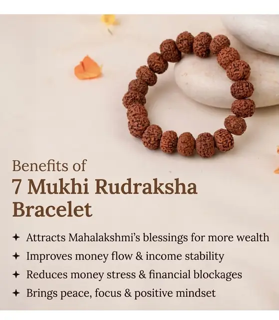 GemsForLuck 7 Mukhi Rudraksha Bracelet – image 5