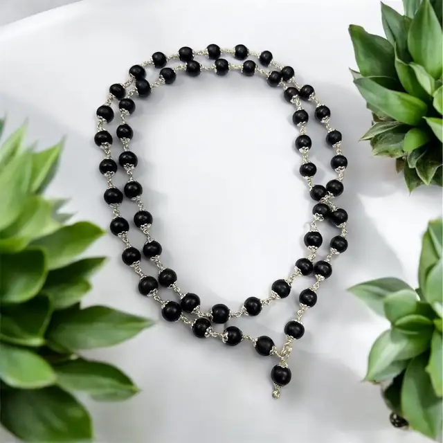 GemsForLuck Karungali Malai Silver Cap Plated Necklace – image 2