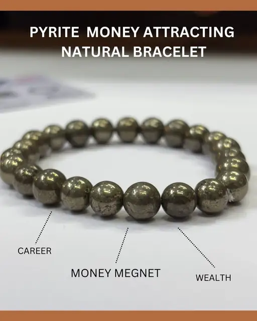 GemsForLuck Natural Pyrite Bracelet AAA Grade Lab-Certified Original Stretchable 8mm Faceted Real Crystal Unisex Bracelet For Prosperity, Abundance & Manifestation