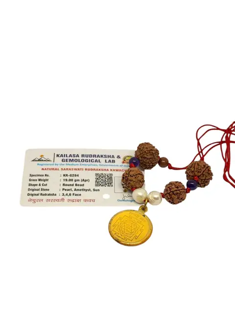GemsForLuck Natural Saraswati Rudraksha Kawach (3,4 & 6 Mukhi Rudraksh) – image 5
