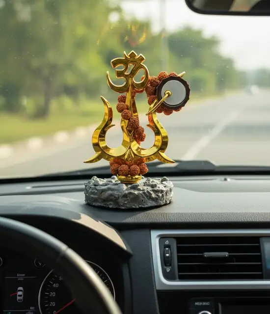 GemsForLuck Om Trishul with Damru & Rudraksha Mala
