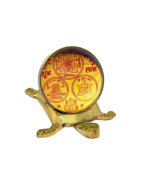 GemsForLuck Tortoise with Shree Yantra – Shri Kuber Yantra for Pooja, Prosperity & Home