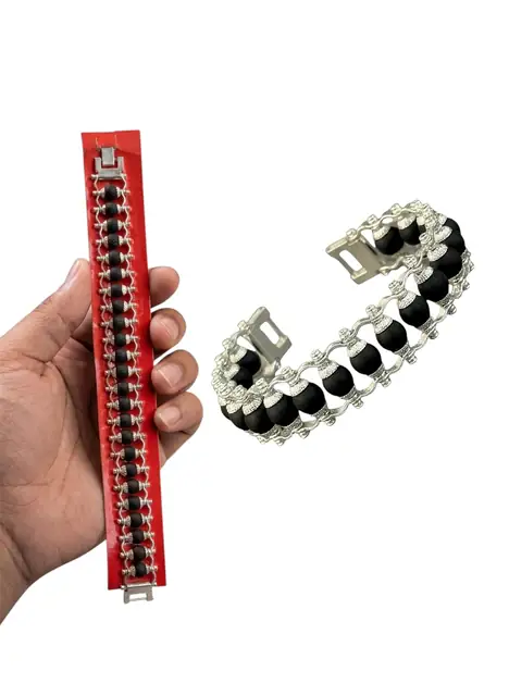 Karungali Modern Bracelet Silver Plated – Natural Ebony Wood Beads for Men & Women – image 4