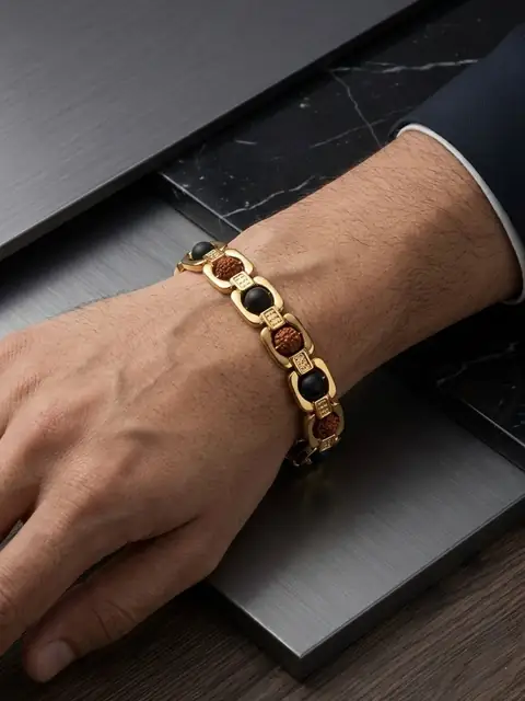 Metal Rudraksha & Karungali Bracelet – Spiritual Protection & Mental Peace Energy – image 2