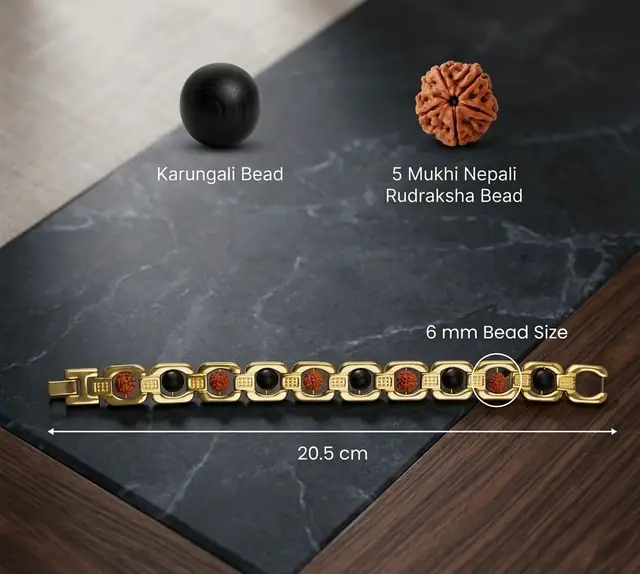 Metal Rudraksha & Karungali Bracelet – Spiritual Protection & Mental Peace Energy – image 3