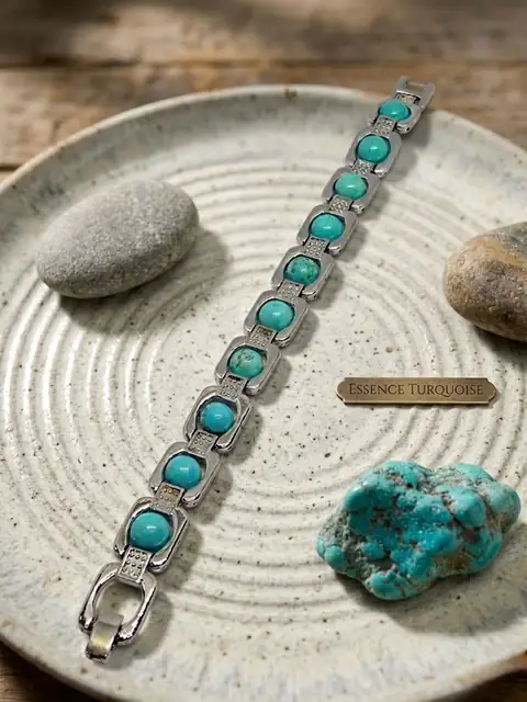 Natural Turquoise Bracelet (8mm) Original Feroza Stone