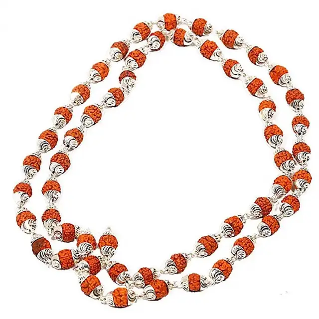 Original Silver Cap Indonesian Rudraksha Mala – image 3