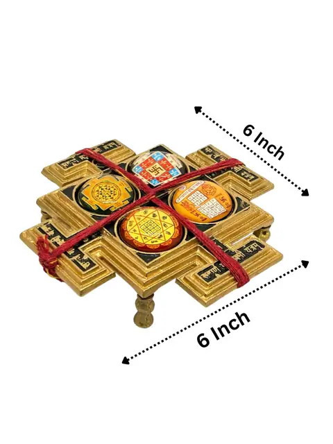 Sampurna Mahalaxmi Yantra Chowki in Brass – Sacred Wealth & Prosperity Idol for Home Temple & पूजा – image 2