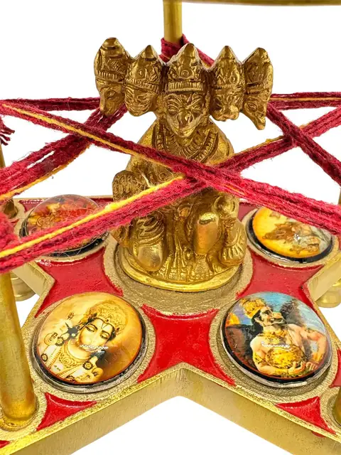 Shri Panchmukhi Hanuman Yantra Chowki in Brass for Puja – image 3