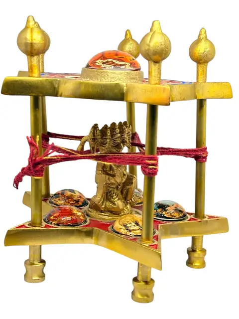 Shri Panchmukhi Hanuman Yantra Chowki in Brass for Puja – image 4