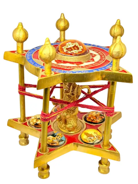 Shri Panchmukhi Hanuman Yantra Chowki in Brass for Puja – image 5