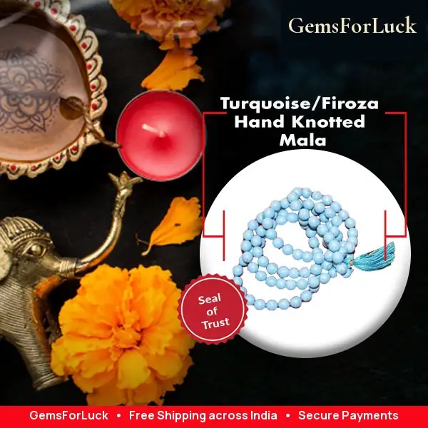 Turquoise/Firoza Hand Knotted Mala – image 2