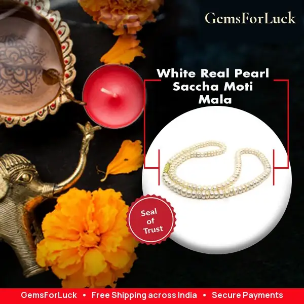 White Real Pearl Saccha Moti Mala – image 2